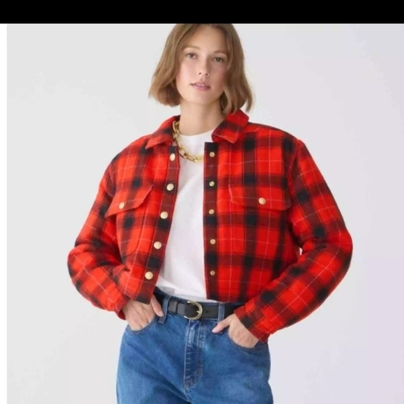 NEW J. Crew Cropped Fall Jacket Plaid Check S - Picture 1 of 11